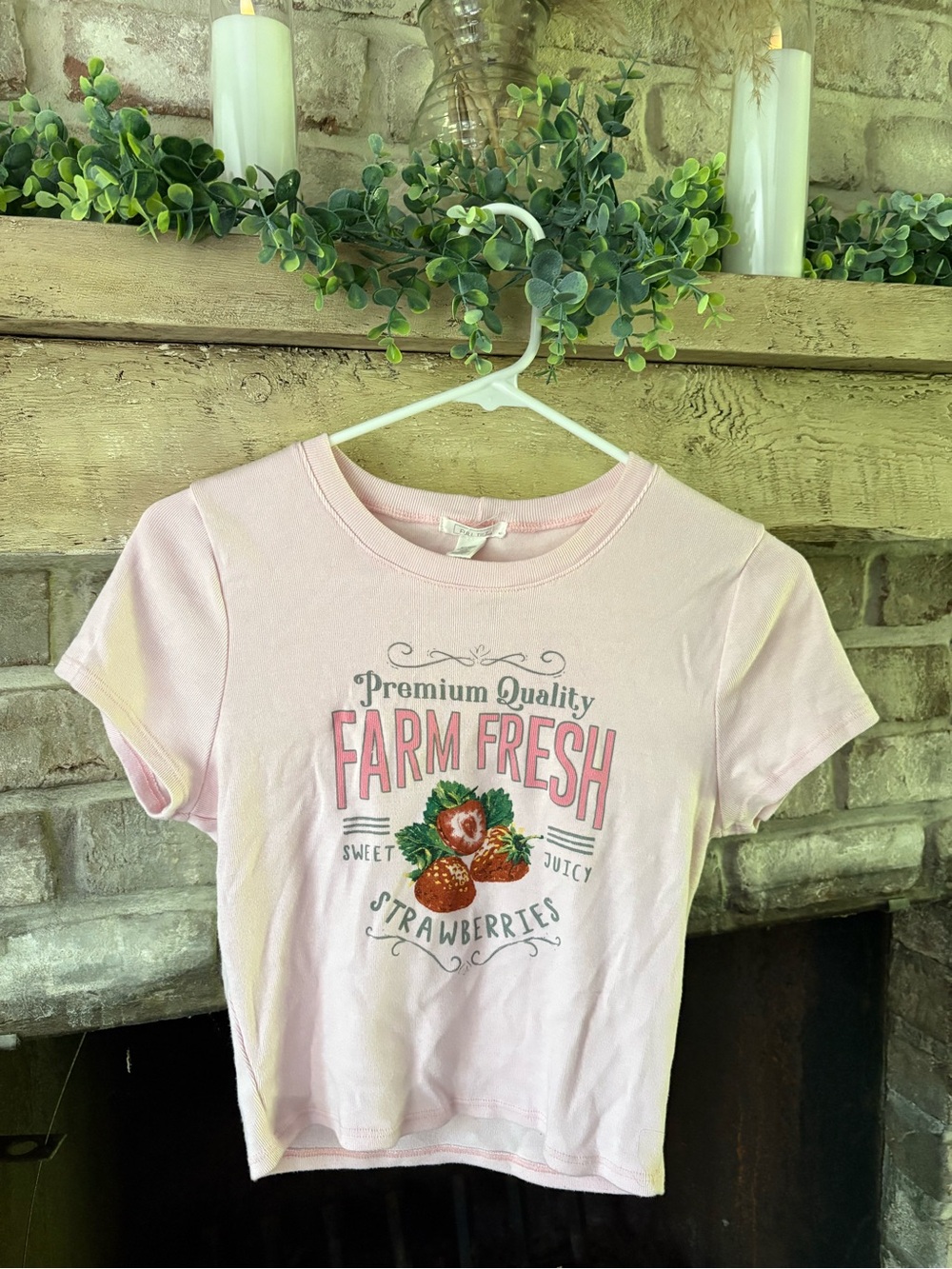 Tilly's Pink 'Farm Fresh Strawberries' Baby Tee